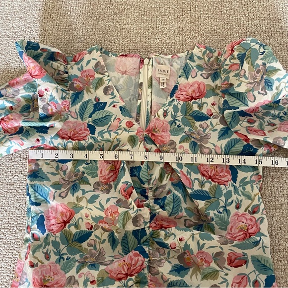 Rebecca Taylor Floral Puff Sleeve V Neck Blouse XS - Picture 3 of 10